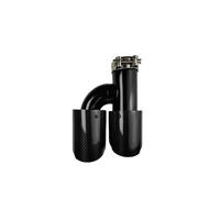 Exhaust Tips 1 Pcs Car Carbon Fibre Universal Tail Throat Silencer Length Black H-Shaped Double Out Twill Glossy Exhaust Muffler Tip(63.5mm-76mm-Right)