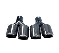 Exhaust Tips 1Pair Car Modification Universal Dual Glossy Black Automobile Exhaust Pipe Muffler Carbon Fiber Tip(51-89mm)