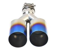 Exhaust Tips 304 Stainless Steel Automobile Universal Double Cylinder Rear Exhaust Tailpipe Blue Muffler Titanium Alloy Export Stainle(48MM IN- 76MM OUT)