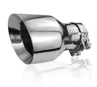Exhaust Tips 304 Stainless Steel Car Exhaust Tail End Pipe Tip Double Wall Polished Slant Cut Muffler Tip Car Exhaust Tip,Inlet 63mm(2.5") Outlet102mm(4") Overall Length 170mm(6.7") (Sliver)