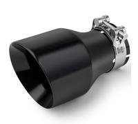 Exhaust Tips 304 Stainless Steel Car Exhaust Tail End Pipe Tip Double Wall Polished Slant Cut Muffler Tip Car Exhaust Tip,Inlet 63mm(2.5") Outlet102mm(4") Overall Length 170mm(6.7") (Glossy Black)