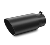 Exhaust Tips 4 Inch/10.16cm Inlet Black Exhaust Tip, 4" 5" Outlet 12" Long Powder Coated Diesel Stainless Steel Tailpipe(Black)