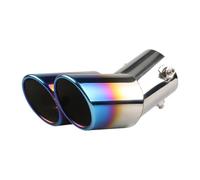 Exhaust Tips 64mm Universal Double Pass Exhaust Pipe Tip Exhaust Exhaust Tip Rear(Curved Bevel-Blue)