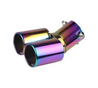 Exhaust Tips 64mm Universal Double Pass Exhaust Pipe Tip Exhaust Exhaust Tip Rear(Curved Flat-Color)