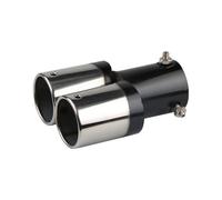Exhaust Tips 64mm Universal Double Pass Exhaust Pipe Tip Exhaust Exhaust Tip Rear(Flat mouth-Black)
