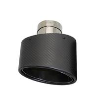 Exhaust Tips, Car Exhaust Universal Car Matte Carbon Fiber Muffler Tip Exhaust Pipe Nozzle Decoration Stainless Silver Oval 150mm Left Right(Left 54MM)
