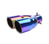 Exhaust Tips Dual Muffler Tip Universal 63mm Inlet 76mm Outlet Double Cylinder Stainless Steel Exhaust Muffler Tailpipe Car Tuning(Multicolor Straight)