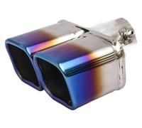 Exhaust Tips Exhaust Pipe 1pc Universal Auto Muffler Silencer Dual Outlet 76mm Car Tip Slant Rolled Edge Tailpipe(B-Straight)