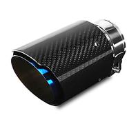 Exhaust Tips Muffler Stainless Steel and Glossy Carbon Fiber Car Exhaust Tail End Pipe, Inlet 63mm(2.5") Outlet 89mm(3.5")