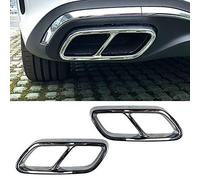 Exhaust Tips Pipe Car Exhaust Tips Pipes Tail Throat Cover Decorative Frame For Benz C Class W206 C200 C260 C300 2020 2021+ ABS Black Silver Carbon Fiber Car Exhaust Tip