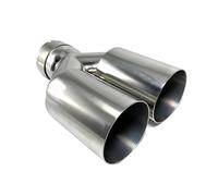 Exhaust Tips Stainless Steel Single Layer Exhaust Tip 63mm Inlet Straight Cut 89mm Outlet Muffler Tail Pipe End(70MM IN-89MM OUT)
