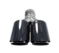 Exhaust Tips Universal DUAL Exhaust Tip Glossy Carbon Fiber Pipe Tail Quad Muffler(73MM IN-114MM OUT)