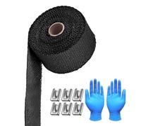 Exhaust Wrap - 1000x5cm Fabric Insulation Roll, Heat Shield Tape, Muffler Turbo Protection Sleeve | Thermal Barrier for Motorcycle, Truck, Automotive Pipe, Includes Cable Ties, Gloves
