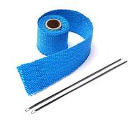 Exhaust Wrap Motorcycle, Exhaust Tape 2PCS 1M Roll Car Motorcycle Exhaust Header Pipe Insulation Heat Wrap Tape With 2 Cable Ties 8Colors For Moto Auto Accessories(BLUE)