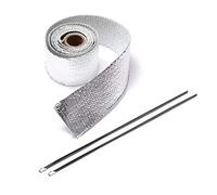 Exhaust Wrap Motorcycle, Exhaust Tape 2PCS 1M Roll Car Motorcycle Exhaust Header Pipe Insulation Heat Wrap Tape With 2 Cable Ties 8Colors For Moto Auto Accessories(SILVER)