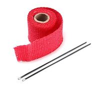 Exhaust Wrap Motorcycle, Exhaust Tape 2PCS 1M Roll Car Motorcycle Exhaust Header Pipe Insulation Heat Wrap Tape With 2 Cable Ties 8Colors For Moto Auto Accessories(RED)