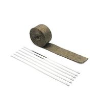 Exhaust Wrap Motorcycle, Exhaust Tape 5cm*5M 10M 15M Ti/Black Exhaust Heat Wrap Roll For Motorcycle Fiberglass Heat Shield Tape With Stainless Ties(15M Ti)