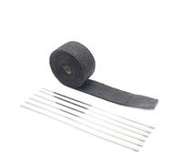 Exhaust Wrap Motorcycle, Exhaust Tape 5cm*5M 10M 15M Ti/Black Exhaust Heat Wrap Roll For Motorcycle Fiberglass Heat Shield Tape With Stainless Ties(15M Black)