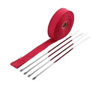 Exhaust Wrap Motorcycle, Exhaust Tape 5M Car Motorcycle Exhaust Wrap Pipe Heat Wrap Turbo Heat Exhaust Thermal Wrap Tape Titanium Stainless Steel Ties(Red)