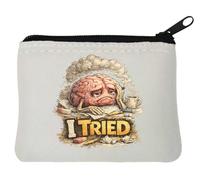 Exhausted Brain Feeling Overwhelmed Neoprene Coin Purse Pouch 10x11cm White