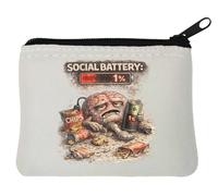 Exhausted Brain Low Social Energy Neoprene Coin Purse Pouch 10x11cm White