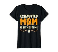 Exhausted Mom Costume Funny Matching Halloween Moms Value Graphic T-Shirt, Women, Black, XS