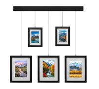 Exhibit Picture Frame Gallery Set,Hanging Photos Display Collage Wall Decor,Hanging Picture Frames for Hallway Entryway Stairway Living Room,Adjustable Layout,(Two 5x7 and Three 8x10)Set of 5,Black