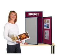 Exhibition Display Panel Kit with a Clip on Header | Double-Sided Burgundy/Dove Grey with Black PVC Frame | (Portrait) - Ideal for Table or Desk top displays | Great for Healthcare & Education
