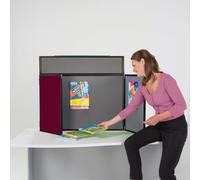 Exhibition Display Panel Kit with a Clip on Header | Double-Sided Burgundy/Dove Grey with Black PVC Frame - (Landscape)| Ideal for Table or Desk top displays | Great for Healthcare & Education