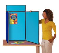 Exhibition Display Panel Kit with a Clip on Header | Double-Sided Cyan/Royal Blue with Black PVC Frame | (Portrait) - Ideal for Table or Desk top displays | Great for Healthcare & Education