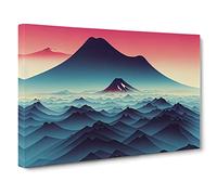 Exhilarating Japanese Mountains Canvas Print | Gallery Wrapped 30mm Frame Wall Art | 30x20 inches | Ready to Hang | Asian Landscape Picture | Living Room Bedroom Lounge Office