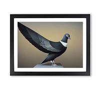 Exhilarating Pigeon Bird Framed Print | A3 Black Framed Wall Art | Ready to Hang | Modern Animal Picture | Living Room Bedroom Lounge Office
