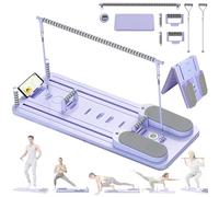 Exhilppy Portable Pilates Reformer Board, Foldable Home Pilates Board kit with Phone Holder and Timer, 8-in-1 Multi-Functional Reformer Pilates Machine ,Purple a