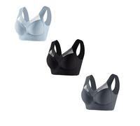 Exhloag 3PCS Wmbra Posture Correcting Bra Summer Wireless Push-Up Comfort Ergonomic Crossover Bra Plus Size Breathable Crossover Bras Non Wired Bras for Women UK Sports Bras Women