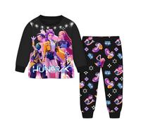 Exhloag K Pop Demon Hunters Pjs Set, 2 Pieces Kpop Demon Hunters Kids Pyjamas Merch Clothes Long Sleeve Music Party Nighties (UK, Age, 8 Years, Regular, Black)