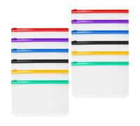 EXHUMKY 12pcs Assorted Colour Zipper Folders Made of Wear-Resistant PVC Material, Multi-Functional Loose-Leaf Pouch Suitable for Travel and Office Use