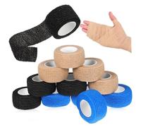 EXHUMKY 12rolls Self- Sports Wrap Elastic Coheisve for Wrist Ankle Arm Breathable Lightweight Non-Woven Fabric Comfort Protection for Active Lifestyles Flesh Blue Black Colors