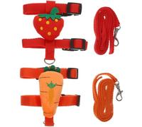 EXHUMKY 2 Sets Bunny Harness Set Rabbit Leash Harness Adjustable Lightweight Polyester with Buckle Sewing Stylish Design for Taking Pictures and Attending Parties Small Pet Bunny Random