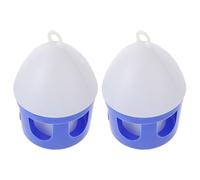 EXHUMKY 2pcs 2l Plastic Pigeon Water Feeder with Blue-white Design, Portable Bird Watering Container for Racing Pigeons, Quails, and Poultry Breeding