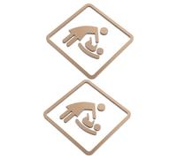 EXHUMKY 2pcs Bronze Gold Changing Station Sign - Double-sided Metal Restroom Diaper Label - Unisex Bathroom Braille Sign for Public Business, Hotel, Office, and Retail