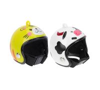 EXHUMKY 2pcs Chicken Protective Hat Funny Safety Helmets for Chickens Eye Catching Pet Accessories Prevent Head Injury Fashionable Designs Cow Tiger Patterns