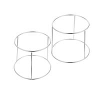 EXHUMKY 2pcs Double-Layer Stainless Steel Seafood Rack Metal Pizza Plate Stand Silver Providing Stability and Holds Grill Pan Stably for Buffet and Restaurant Use