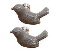EXHUMKY 2Pcs European Style Ceramic Cabinet Handle Grey Modern Cartoon Knobs for Drawer Closet Adorable Single Hole Pull Bars with Fine Craftsmanship Easy Installation Retro Design