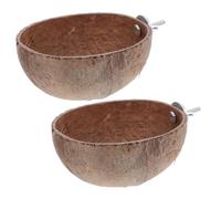 EXHUMKY 2pcs Natural Coconut Shell Hanging Bird House for Parrots and Small Birds Chew Friendly Breeding Nest Bed for Parakeets Cockatiels Conures Indoor Outdoor Compatible