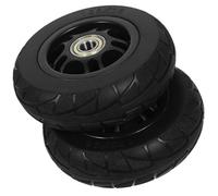 EXHUMKY 2pcs Replacement Cart Wheel Small Caster Wheels Silent Design Solid Rubber and Iron Construction Black Load Capacity 100kg Easy to Store for Shopping Trolley