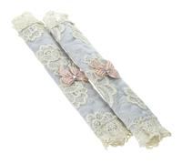 EXHUMKY 2Pcs Silver Grey Lace Fridge Handle Gloves Double Door Protector Covers with Bowknot, Decorative Appliance Handle Wraps for Kitchen Refrigerator