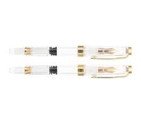 EXHUMKY 2pcs Smooth Writing Fountain Pens for Students with Refillable Piston Mechanism, Golden Abs Material, Suitable for School and Home Use