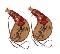 EXHUMKY 2pcs Traditional Pu Leather Bag for Wine Water Portable Water Holder for Outdoor Camping Hiking High Capacity Lightweight Ancient Craftsmanship