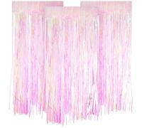 EXHUMKY 3 Pcs Fringe Foil Curtains Backdrop Wall Decorations Unique Appearance Delicate Shape Design Adds Festival Atmosphere Living Room Multi Rainbow Iridescent