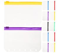 EXHUMKY 36pcs Frosted PVC Zipper Binder Pockets Replacement Liner A7 6-Hole 6 Colors for 6-Ring Binder Reusable Document Storage Bag for Office and Travel Organizer